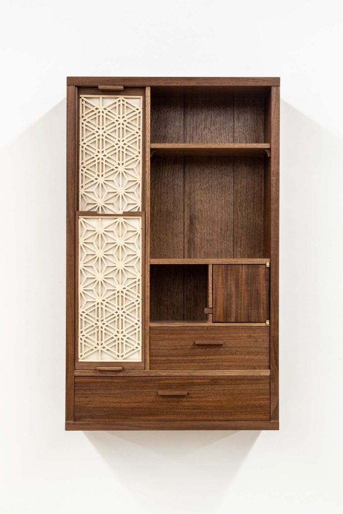 Tran walnut kumiko wall cabinet